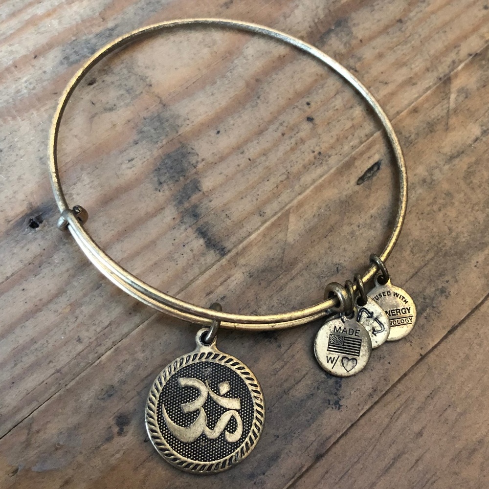Alex Ani Brass Om Bangle Bracelet Russian Gold